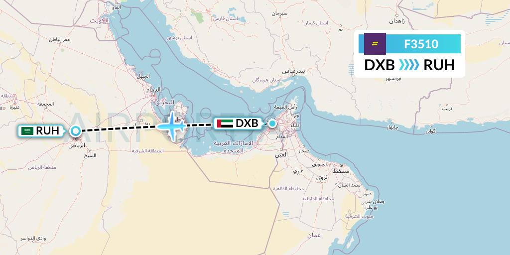 F3510 flydeal Flight Map: Dubai to Riyadh