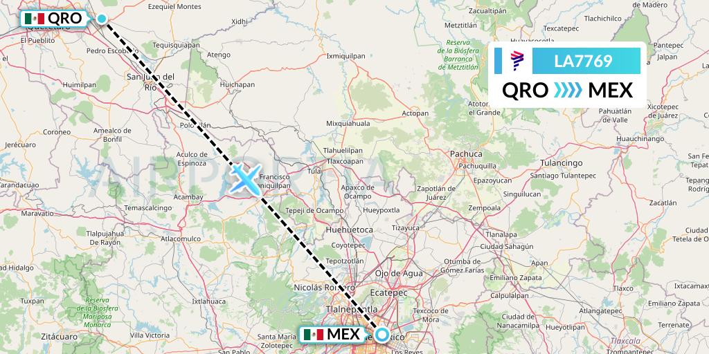 LA7769 Flight Status LAN Airlines Queretaro to Mexico City (LAN7769)