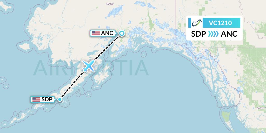 VC1210 ViaAir Flight Map: Sand Point to Anchorage