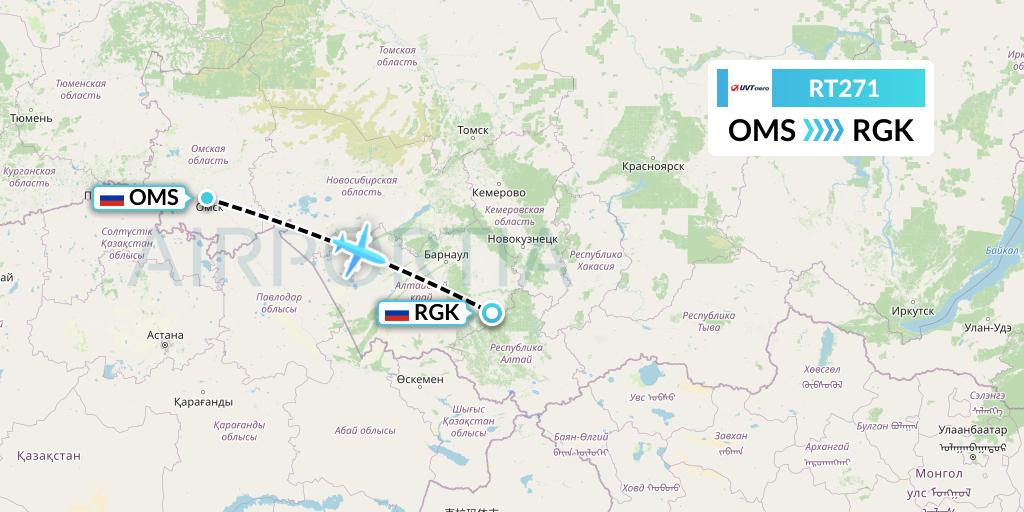 RT271 UVT aero Flight Map: Omsk to Gorno-Altaysk