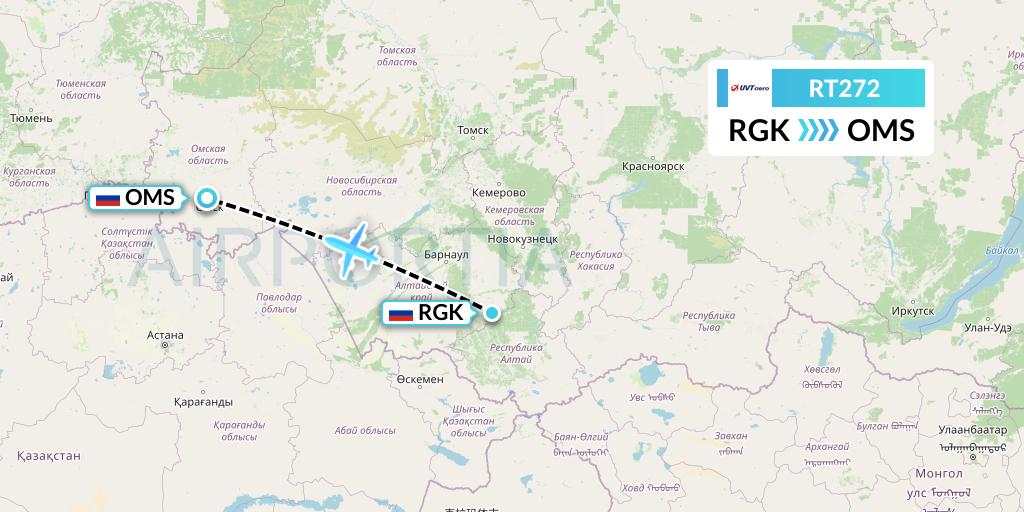 RT272 UVT aero Flight Map: Gorno-Altaysk to Omsk