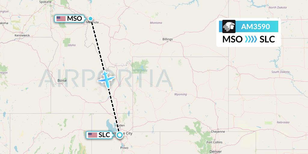 AM3590 Aeromexico Flight Map: Missoula to Salt Lake City