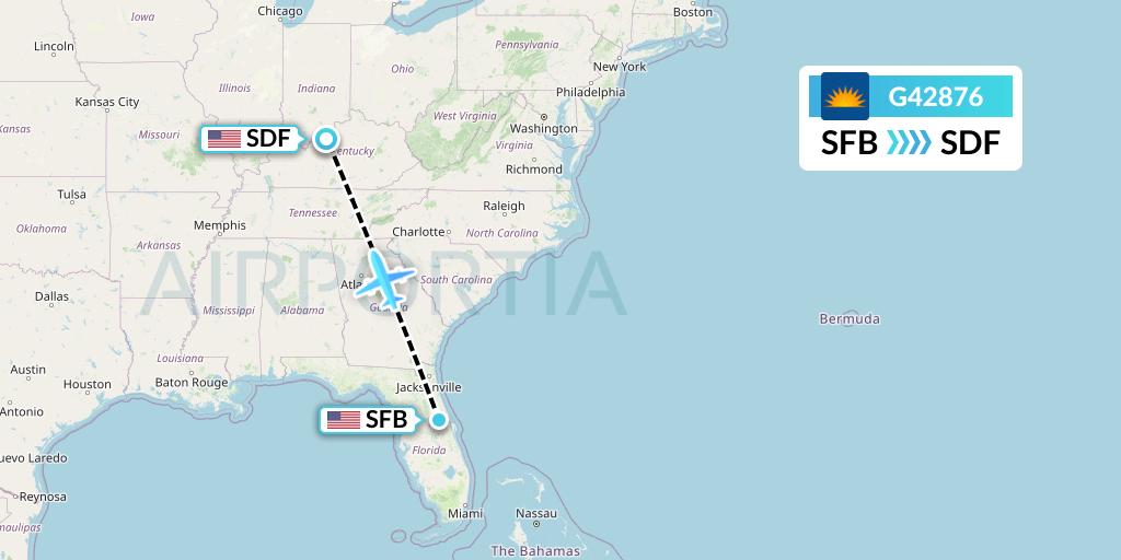 G42876 Allegiant Air Flight Map: Orlando to Louisville