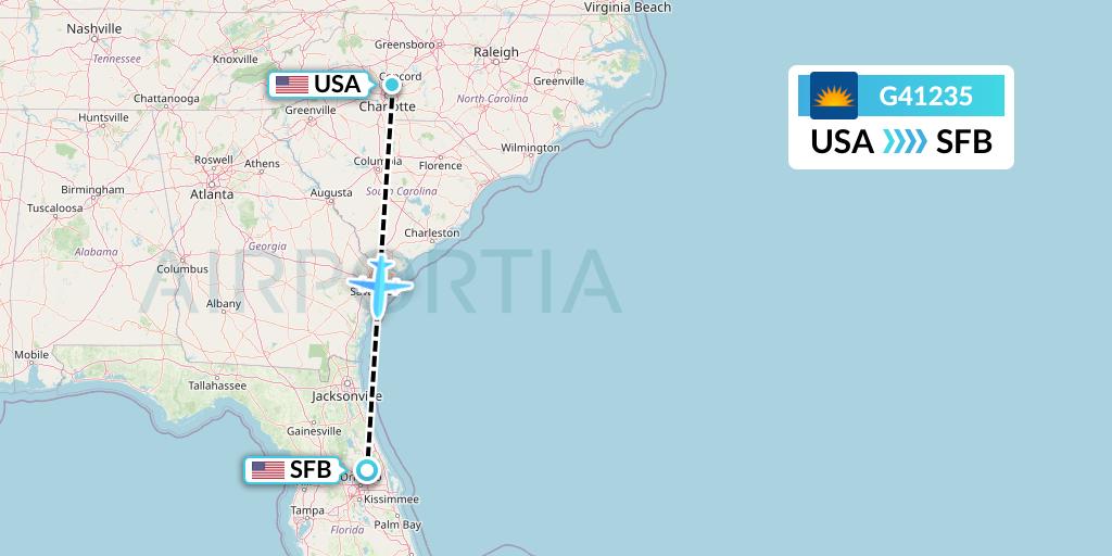 G41235 Allegiant Air Flight Map: Concord to Orlando