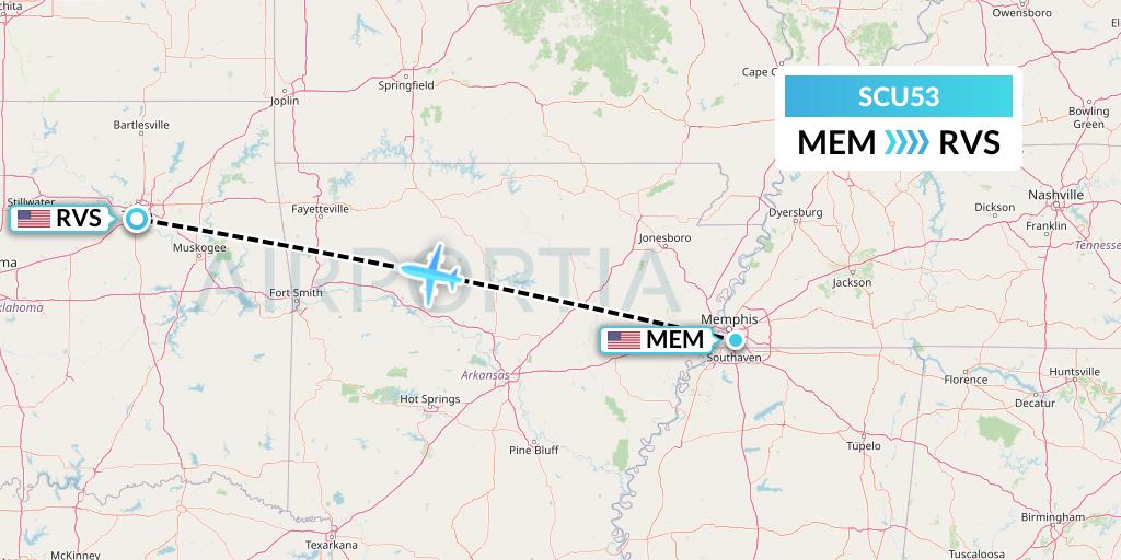 SCU53 Air Scorpio Flight Map: Memphis to Tulsa