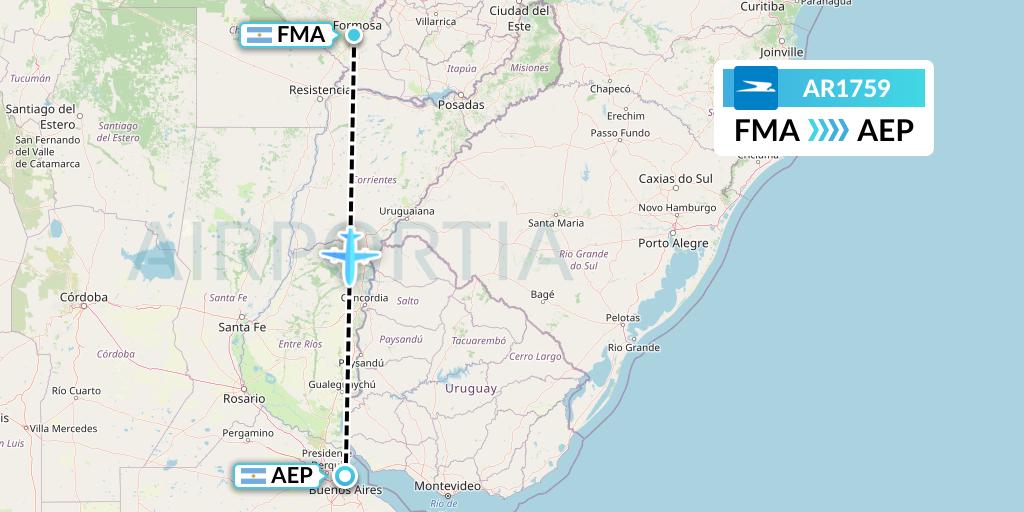 AR1759 Aerolineas Argentinas Flight Map: Formosa to Buenos Aires