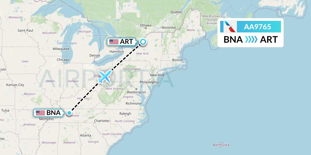 AA9765 Flight Status American Airlines Nashville to Watertown (AAL9765)