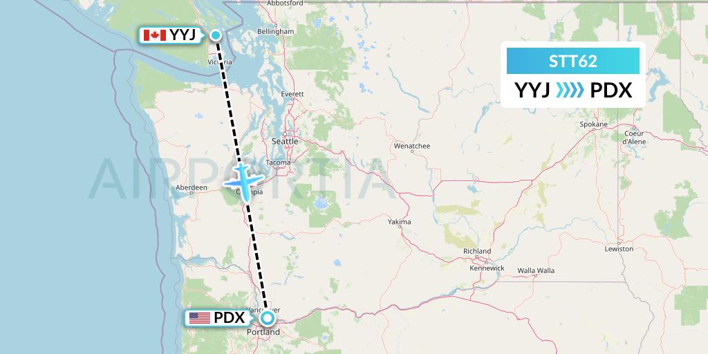 STT62 Western Aircraft, Inc. Flight Map: Victoria to Portland