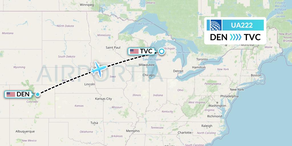 UA222 Flight Status United Airlines Denver to Traverse City (UAL222)