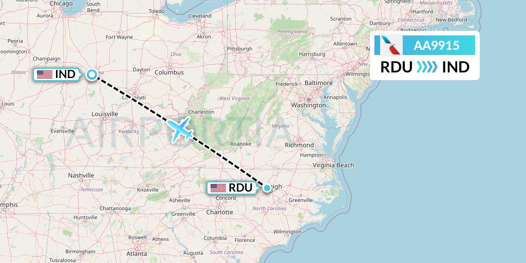 AA9915 Flight Status American Airlines RaleighDurham to Indianapolis