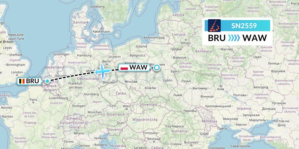 SN2559 Brussels Airlines Flight Map: Brussels to Warsaw