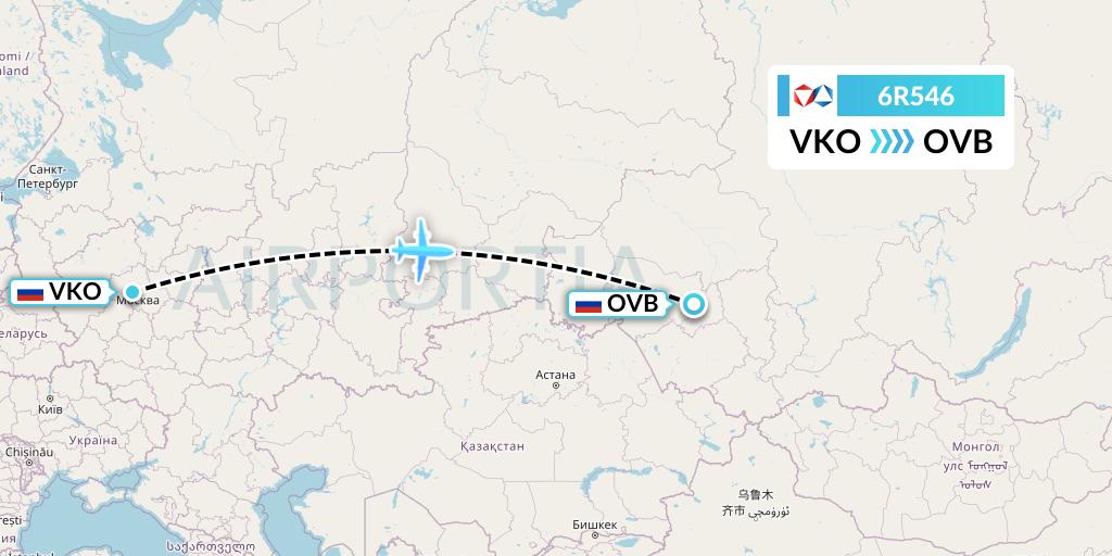 6R546 Alrosa Flight Map: Moscow to Novosibirsk