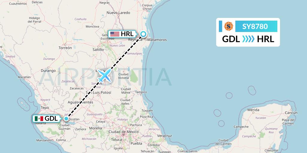 SY8780 Flight Status Sun Country Airlines Guadalajara to Harlingen