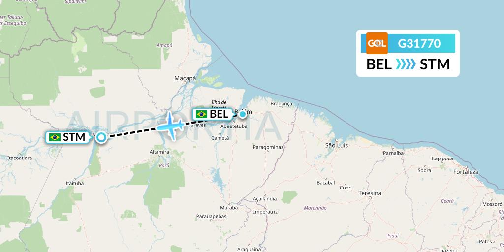 G31770 GOL Transportes Aeros Flight Map: Belem to Santarem