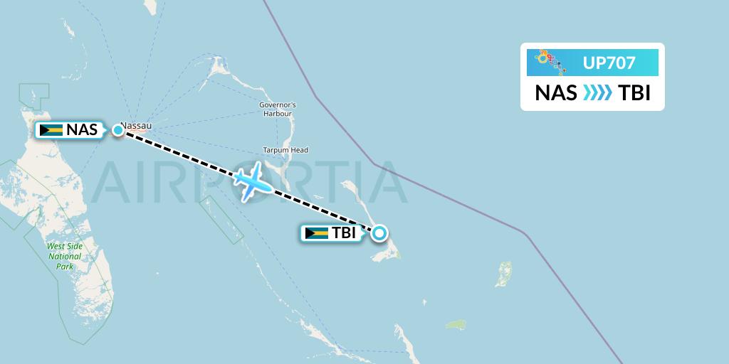 UP707 Bahamasair Flight Map: Nassau to The Bight