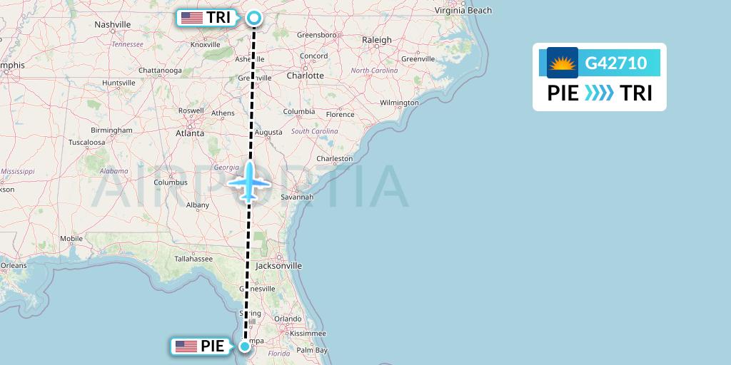 G42710 Allegiant Air Flight Map: St. Petersburg to Blountville