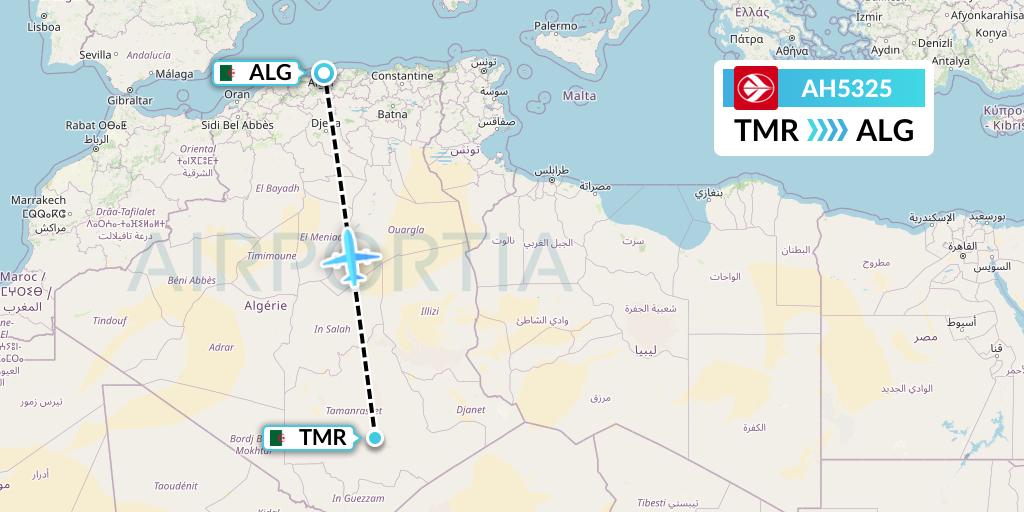 AH5325 Air Algerie Flight Map: Tamanrasset to Algiers