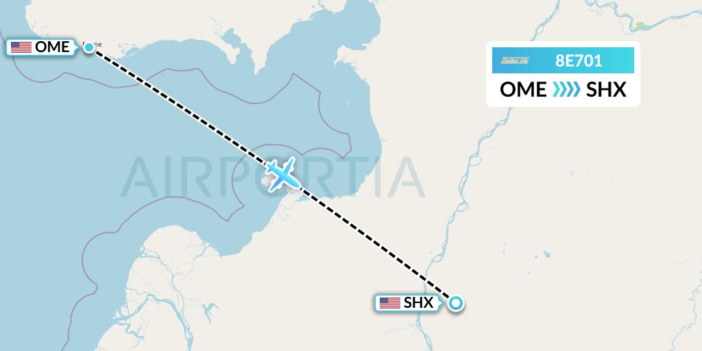 8E701 Bering Air Flight Map: Nome to Shageluk