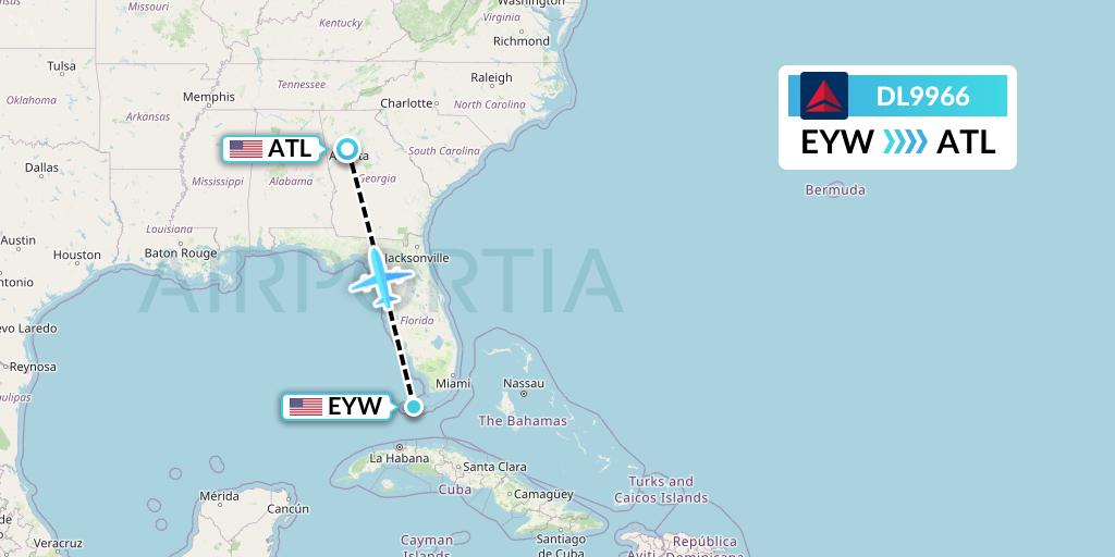 DL9966 Delta Air Lines Flight Map: Key West to Atlanta
