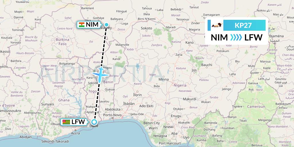 KP27 ASKY Flight Map: Niamey to Lome