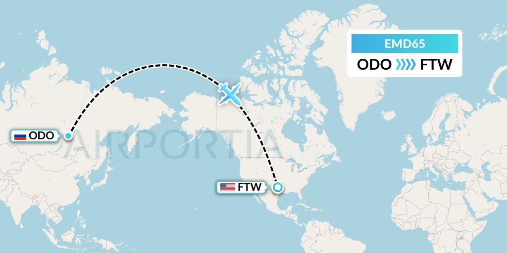 EMD65 Eaglemed Flight Map: Bodaybo to Fort Worth