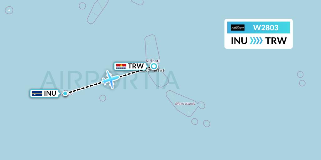W2803 Flex Flight Flight Map: Yaren District to Tarawa
