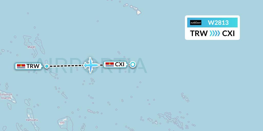 W2813 Flex Flight Flight Map: Tarawa to Kiritimati