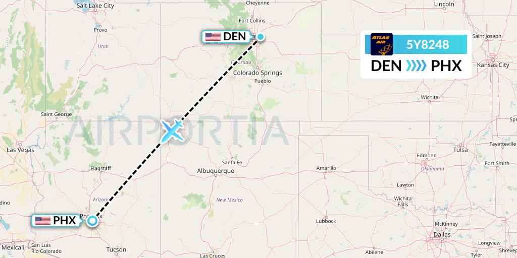 5Y8248 Atlas Air Flight Map: Denver to Phoenix