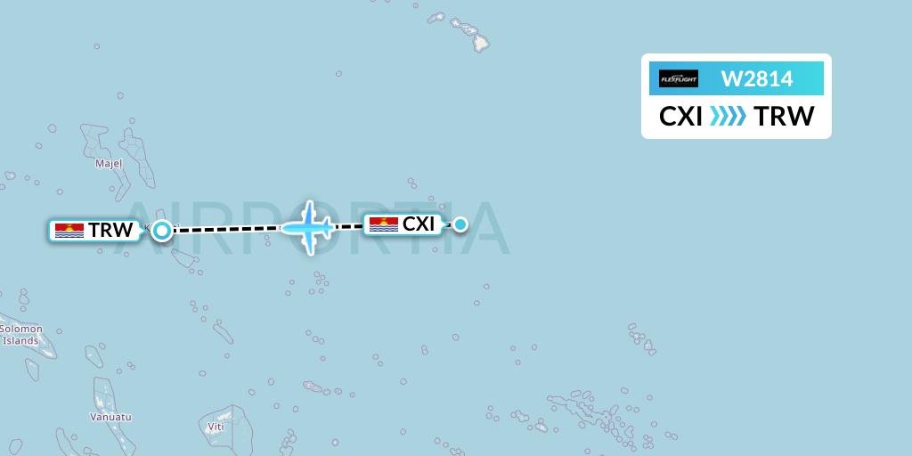 W2814 Flex Flight Flight Map: Kiritimati to Tarawa