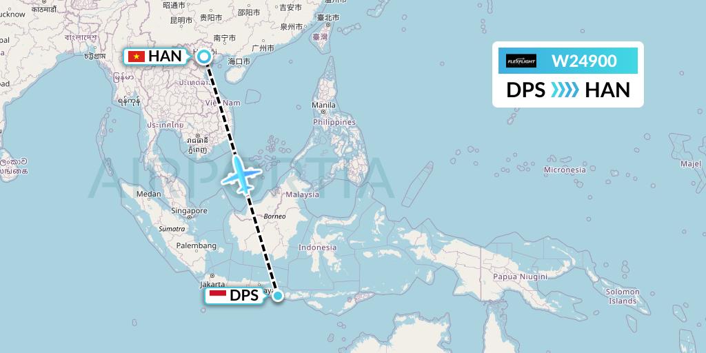 W24900 Flex Flight Flight Map: Denpasar to Hanoi