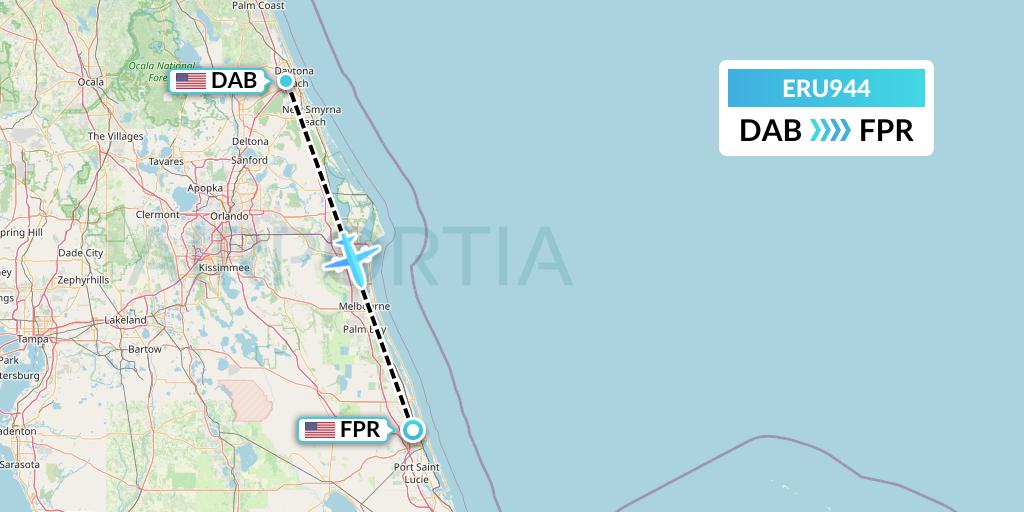 ERU944 Embry-riddle Aeronautical University Flight Map: Daytona Beach to Fort Pierce