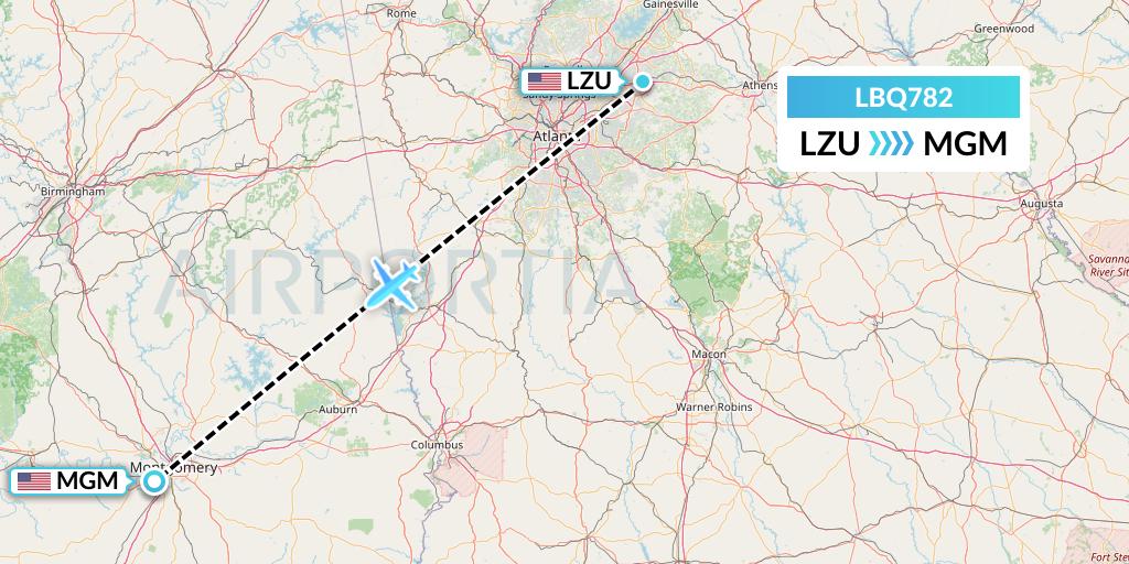 LBQ782 Quest Diagnostics Flight Map: Lawrenceville to Montgomery