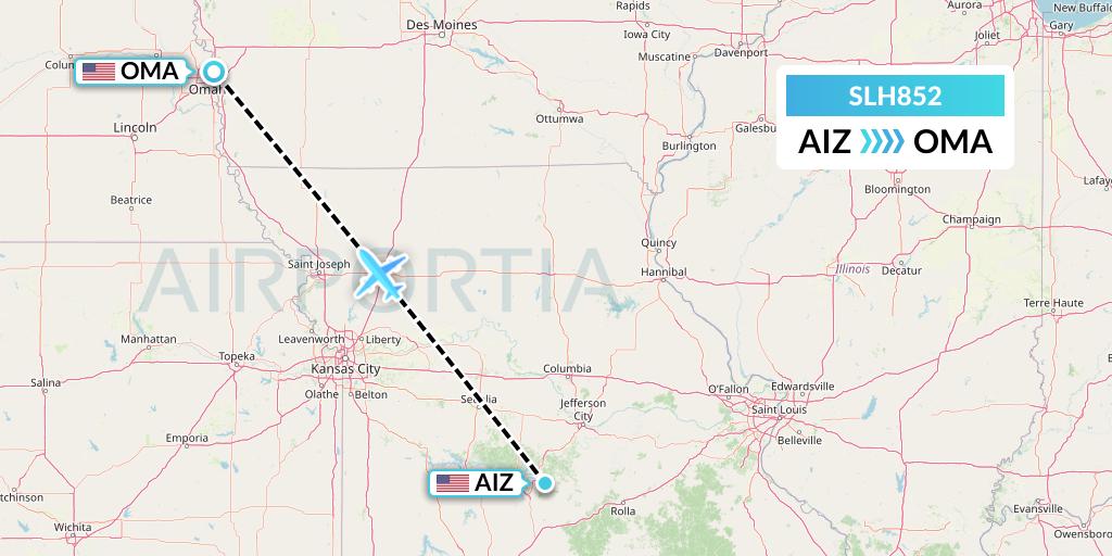 SLH852 Silverhawk Aviation Flight Map: Kaiser Lake Ozark to Omaha