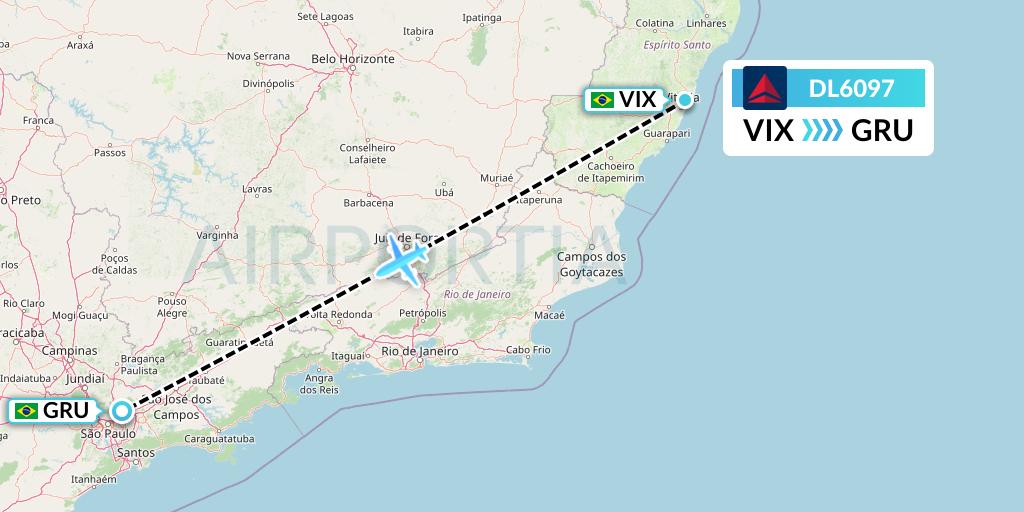 DL6097 Delta Air Lines Flight Map: Vitoria to Sao Paulo