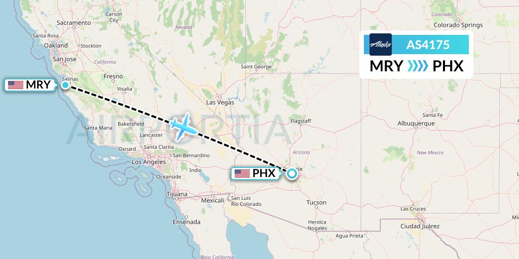 AS4175 Alaska Airlines Flight Map: Monterey to Phoenix
