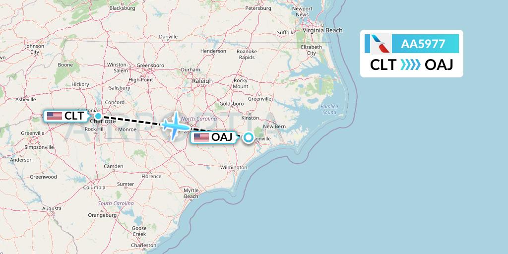 AA5977 American Airlines Flight Map: Charlotte to Jacksonville