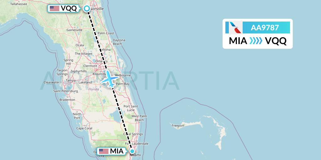 AA9787 American Airlines Flight Map: Miami to Jacksonville