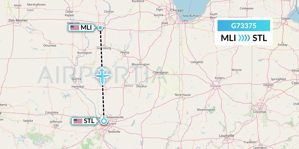 G73375 GoJet Flight Map: Moline to St. Louis