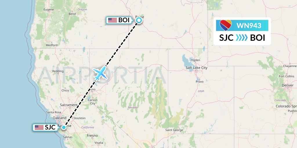 WN943 Southwest Airlines Flight Map: San Jose to Boise