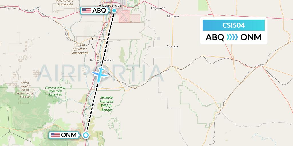 CSI504 Csi Aviation Flight Map: Albuquerque to Socorro