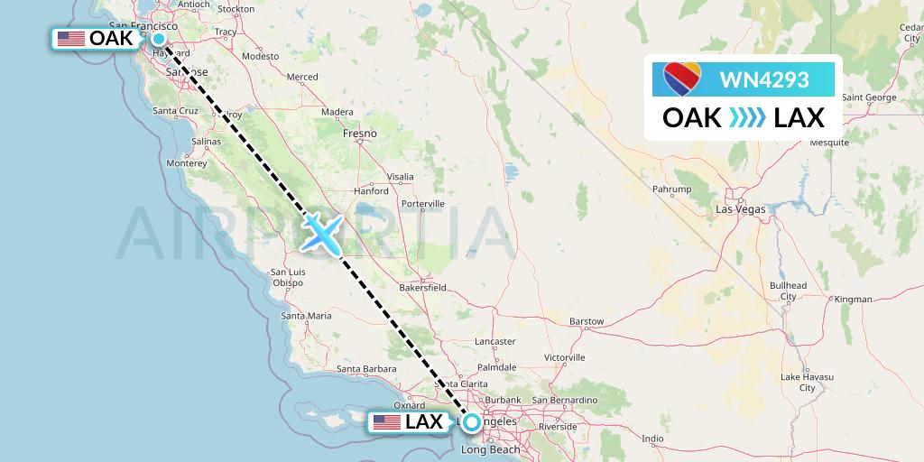 WN4293 Southwest Airlines Flight Map: Oakland to Los Angeles