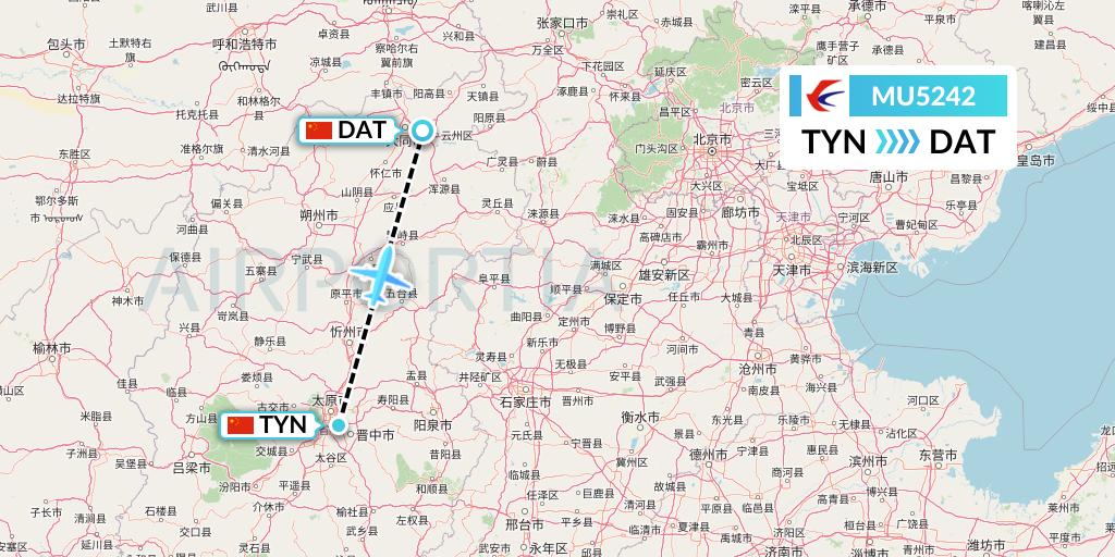 MU5242 China Eastern Airlines Flight Map: Taiyuan to Datong