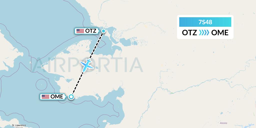 7S48 Ryan Air (USA) Flight Map: Kotzebue to Nome