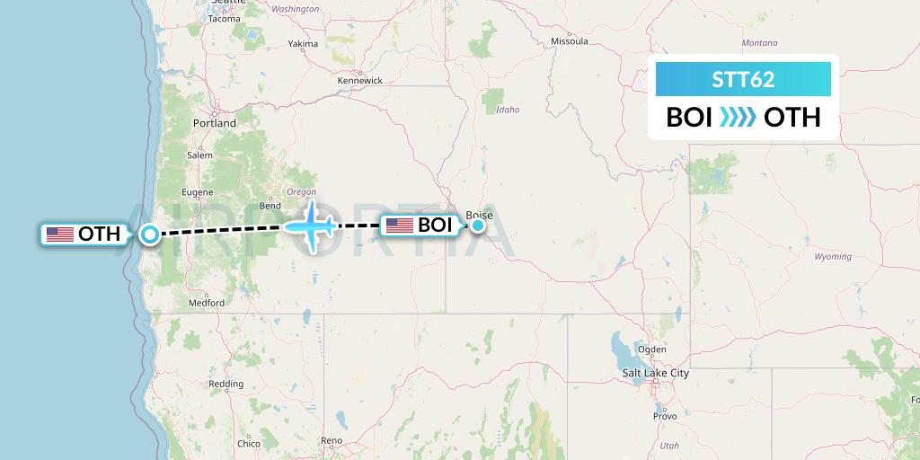 STT62 Western Aircraft, Inc. Flight Map: Boise to North Bend