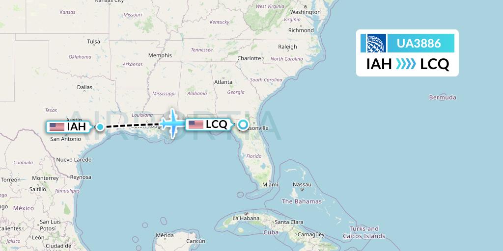 UA3886 United Airlines Flight Map: Houston to Lake City
