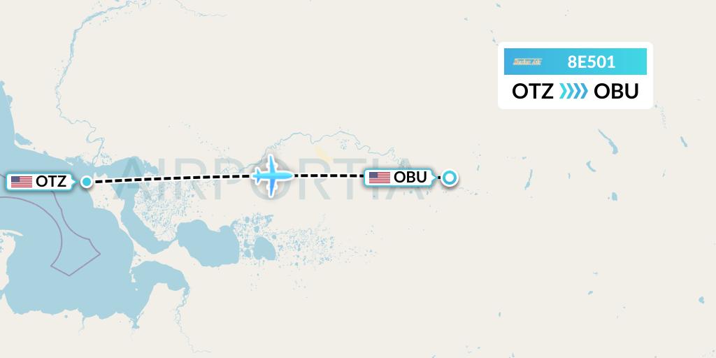 8E501 Bering Air Flight Map: Kotzebue to Kobuk