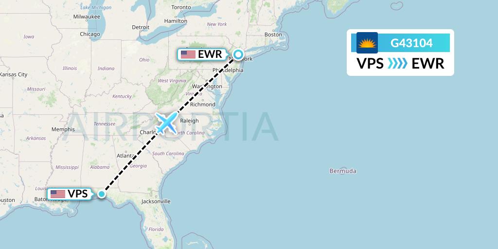 G43104 Allegiant Air Flight Map: Valparaiso to New York