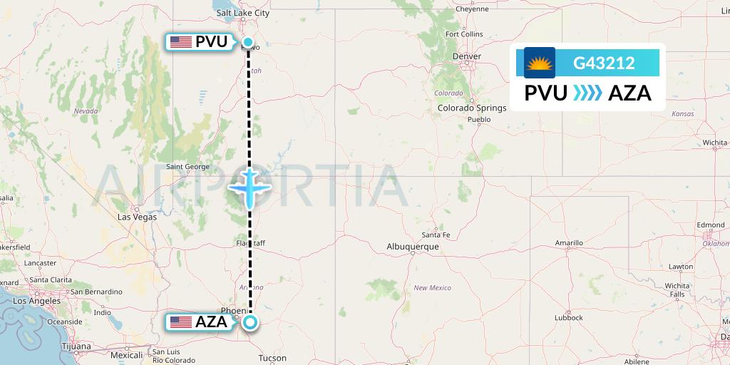 G43212 Allegiant Air Flight Map: Provo to Phoenix