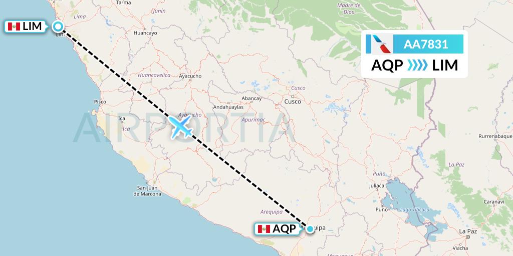 AA7831 American Airlines Flight Map: Arequipa to Lima