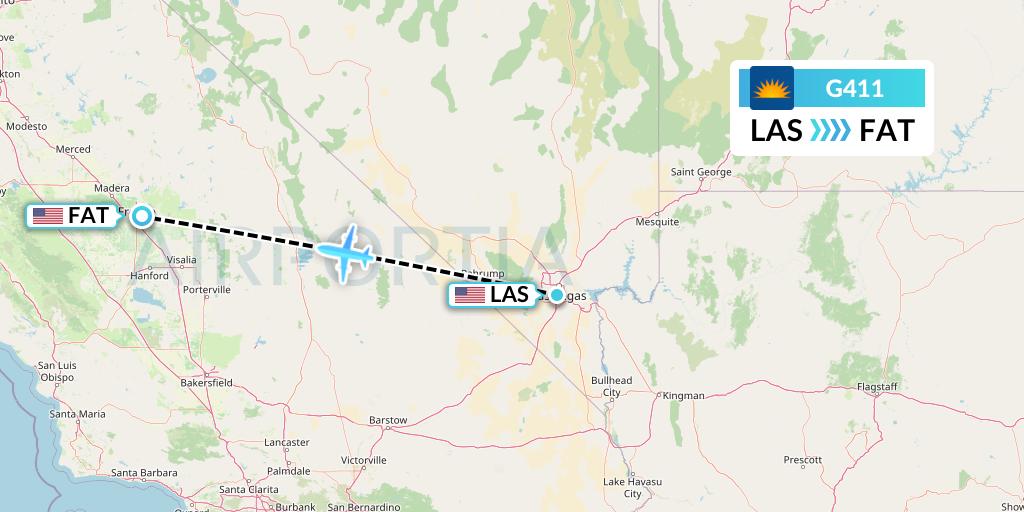 G411 Allegiant Air Flight Map: Las Vegas to Fresno